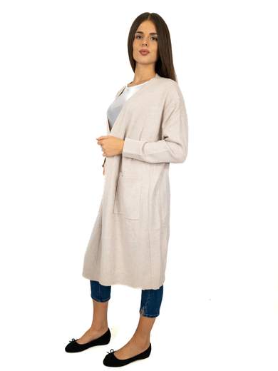Cardigan lungo donna taglie comode invernale con tasche aperto
