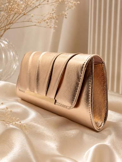 Shiny Bronze Elegant Ceremony Clutch Bag with Chain