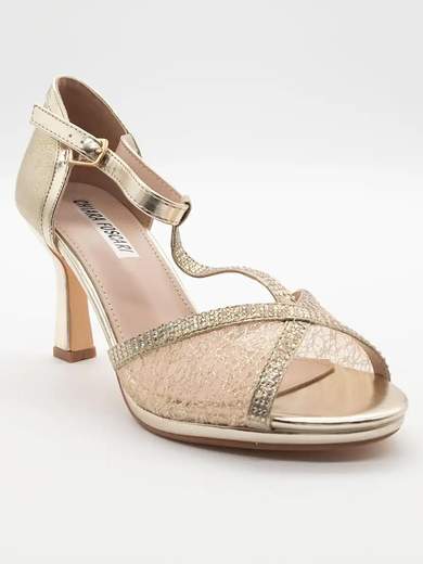 Women's Gold Ceremony Sandal with Lurex and 8 cm Hourglass Heel