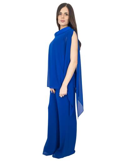 Completo Donna in Chiffon con Casacca Effetto Mantella e Pantalone Elegante