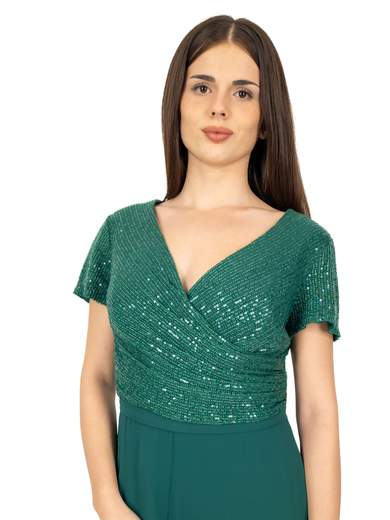 Bianca Brandi Curvy Tuta da cerimonia elegante curvy in chiffon e paillettes