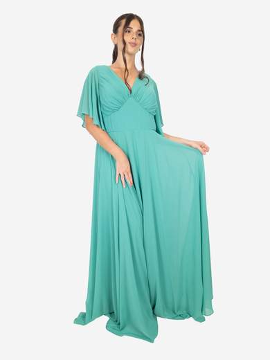 Bianca Brandi Curvy Abito da cerimonia lungo curvy con manica e stola in chiffon 29401M