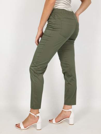 Pantaloni Estivi Donna A Vita Alta Con Elastico In Cotone