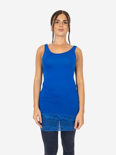 Canotta Donna Lunga Con Pizzo In Fondo Basic Per Leggings Slim Fit