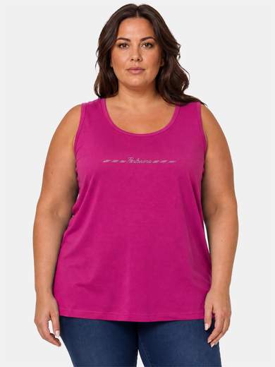 PERLARARA Canotta Curvy in Cotone con Strass C1054