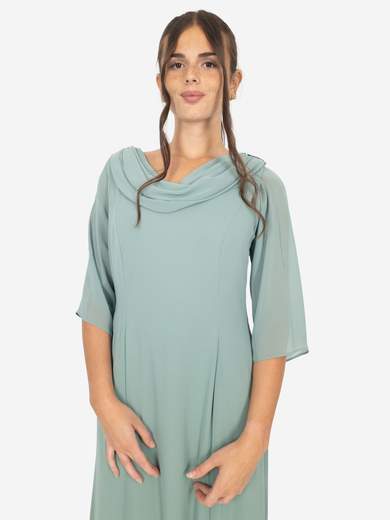 Plus size long formal dress with shawl and V-neck