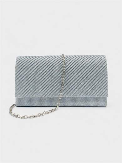 Silver Glitter Evening Clutch with Chain Strap XX3480-ARGENTO