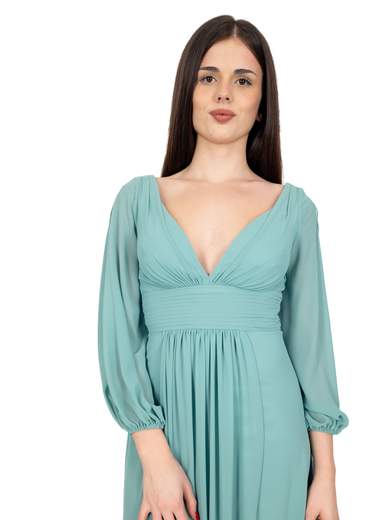 Bianca Brandi Abito Lungo Cerimonia Elegante Stile Impero Per Damigella Con Spacco