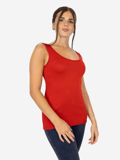 Slim Fit Women’s Tank Top with Wide Straps in Stretch Viscose