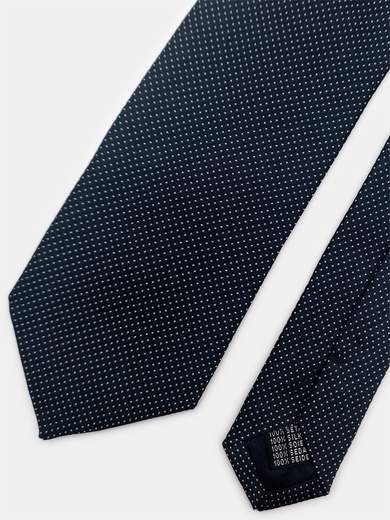 100% Silk Blue Tie with Micro Geometric Pattern