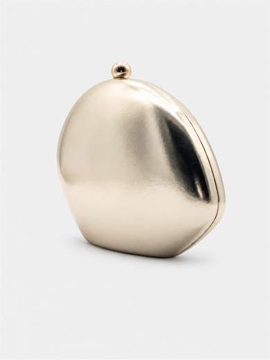 Shiny Gold Evening Clutch Bag with Double Chain