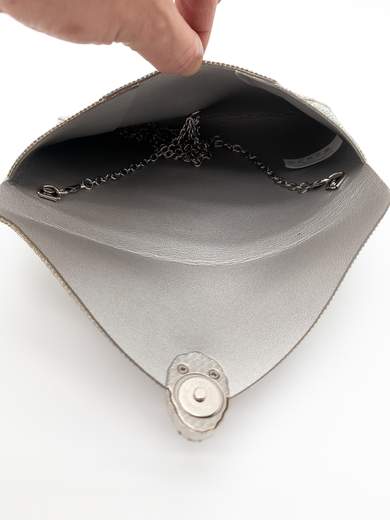 Silver Ceremony Clutch with Rhinestones and Jewel Closure