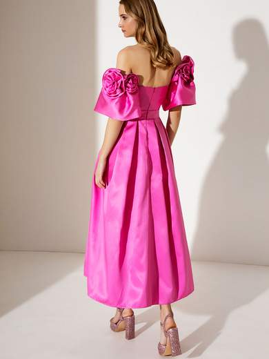 ALLURE Abito Longuette Cerimonia Elegante Donna Scollo Cuore Taffeta