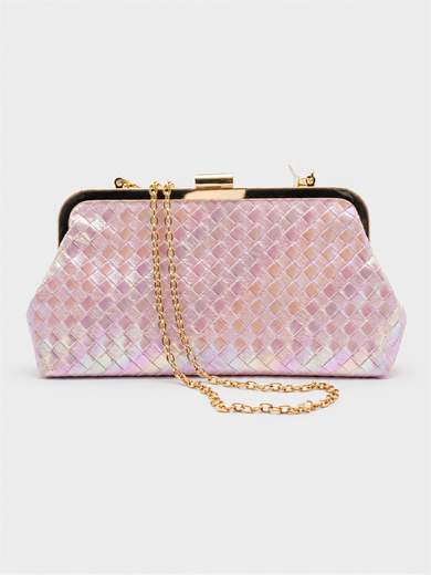 Elegant Pink Ceremony Clutch Bag with Double Chain