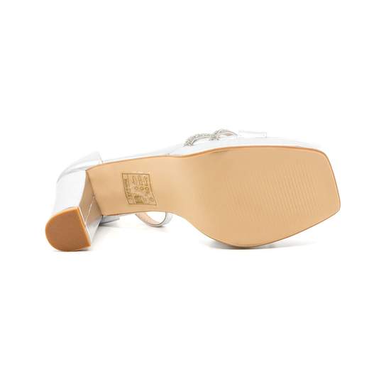 Sandali Eleganti Da Cerimonia Argento Con Plateau E Tacco Largo