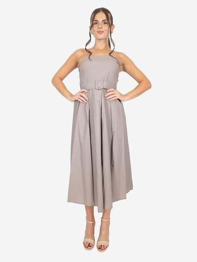 Women's cotton summer dress with belt – Strapless