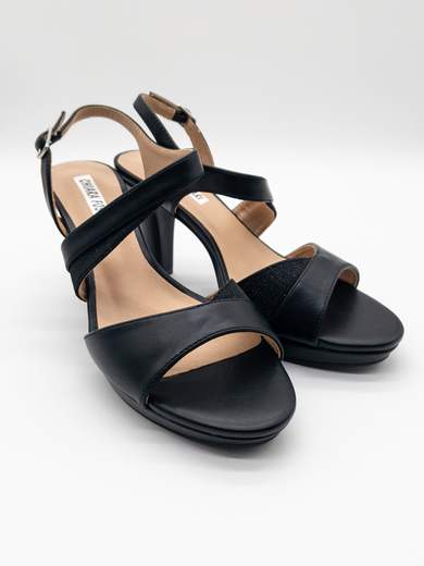 Black ceremony sandals with 10 cm heel