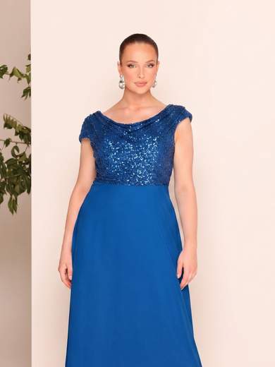 Bianca Brandi Curvy Plus Size Long Formal Dress with Embellished Bodice and Shawl 29709M