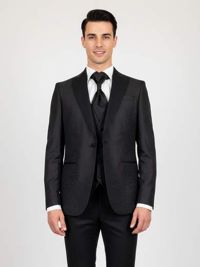 MARCEL MOREL Abito uomo cerimonia Drop 8 Slim Fit con gilet e plastron AB0373-AY259AFIL-GLT03-PA01-D8