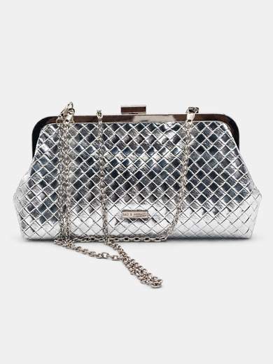 Pochette Argento Elegante da Cerimonia con Doppia Catenella