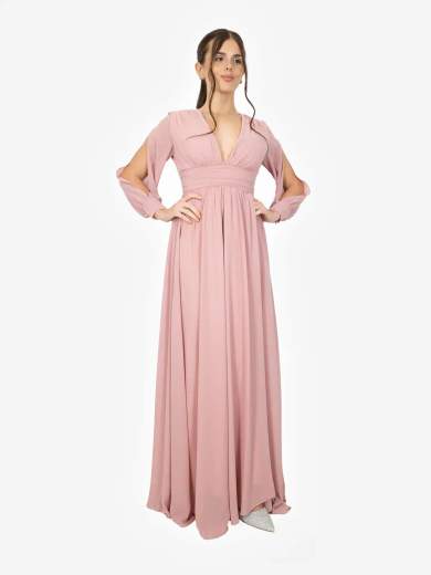 Abito lungo elegante con spacco e schiena scoperta