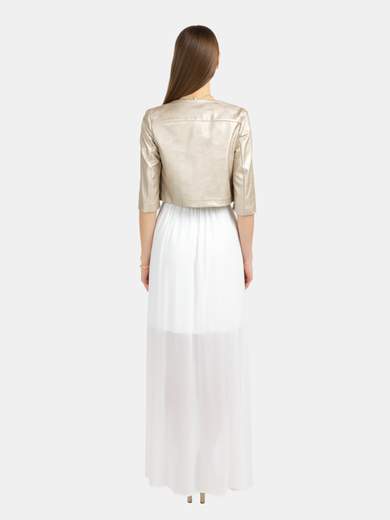 Coprispalle donna elegante cerimonia in similpelle effetto metallizzato