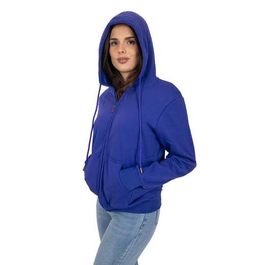 Felpa Donna con Zip Oversize e Cappuccio Tasche Frontali