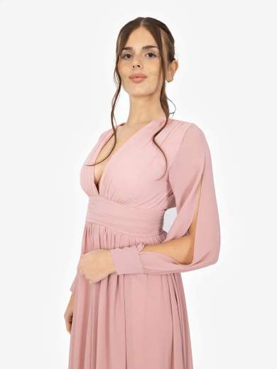 Abito lungo elegante con spacco e schiena scoperta