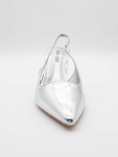 Slingback Argento Lucido Donna con Tacco a Clessidra 9 cm