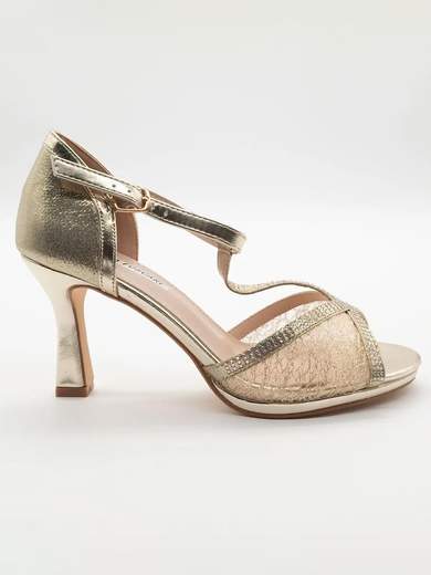 Chiara Foscari Sandalo da Cerimonia Donna Oro con Lurex e Tacco Clessidra 8 cm A37-384-ORO