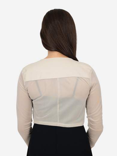 Women’s Open Shrug in Stretch Tulle and Faux Leather