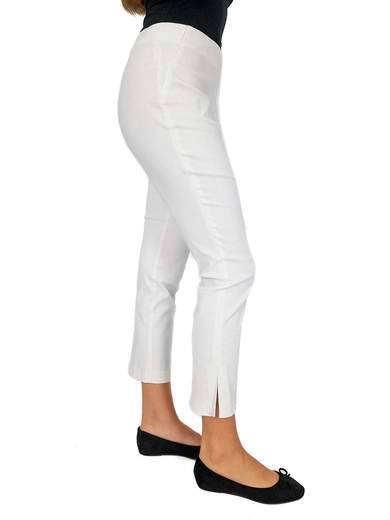 Pantalone donna slim capri vita alta con spacchetti | Made in Italy