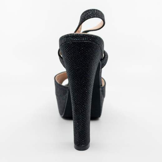 Sandali Con Plateau Eleganti Neri Cerimonia Glitterati