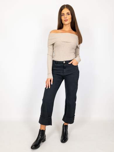 Soft Leg Cuffed Jeans 3D-1383
