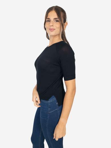 Kesy Women's slim fit crew neck top with side slits OL_11754