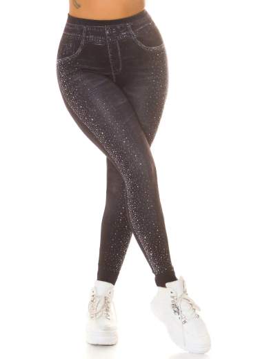 KOUCLA Jeggings Push-Up Vita Alta con Glitter 0000HL-890