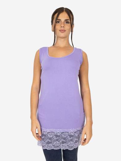 Canotta Lunga Curvy con Pizzo per Donna – Morbida e Comoda