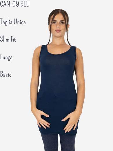 STRABELLO Canotta Donna Slim Fit Lunga in Viscosa – Modello Basic CAN-09