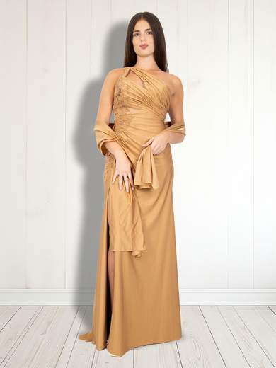 ALLURE Abito Lungo Cerimonia Donna Elegante Con Spacco A Sirena Monospalla