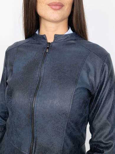 Giacca Ecopelle Donna Corta Con Zip E Maniche Lunghe