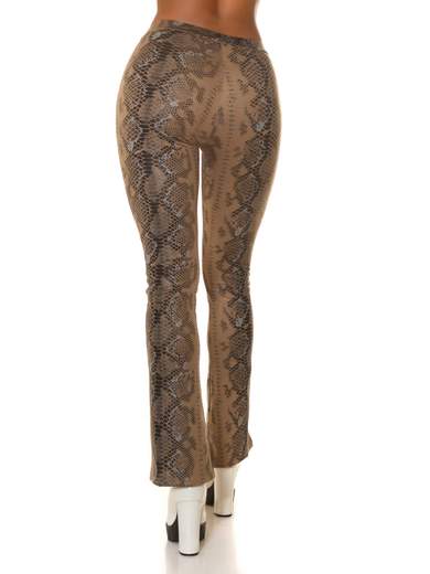 High-Waisted Bootcut Faux Leather Snake Print Pants