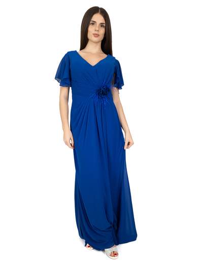 Empire Style Long Evening Dress with Flower at the Waist