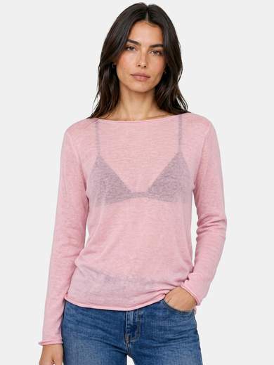 Basic Lightweight Cotton Top with Faux Raw Edge