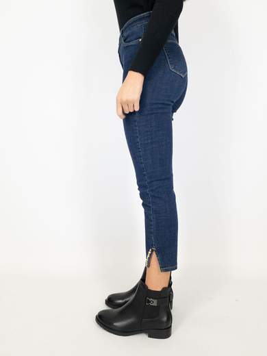 Emanuela Costa Jeans Capri Donna Vita Alta Con Spacchetto E Strass