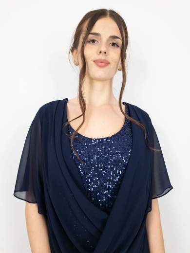 Completo elegante curvy con casacca, pantalone e stola da cerimonia