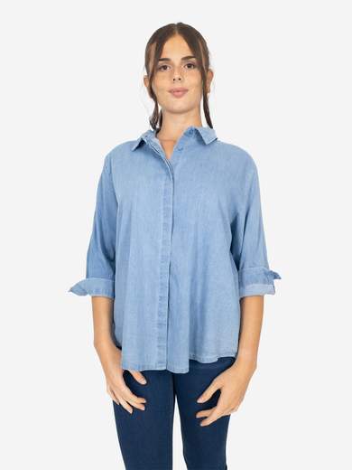 Kesy Camicia donna in chambray 100% cotone con maniche 3/4 CH_12174