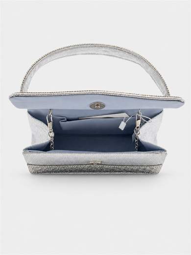 Pochette argento con strass e doppia portabilità