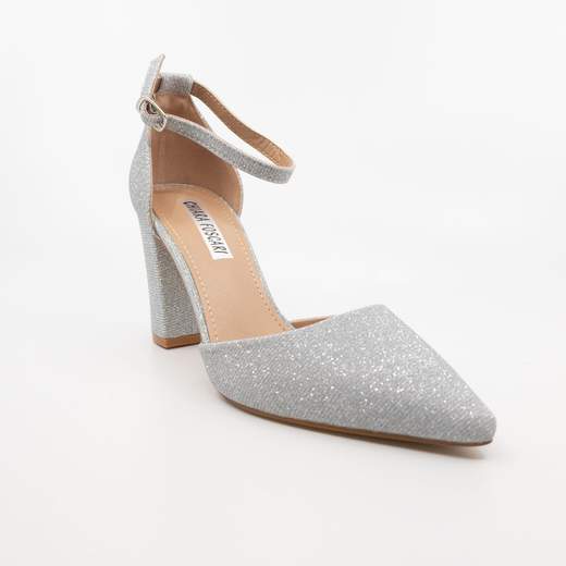 CHIARA FOSCARI Décolleté Argento Glitterato con Tacco Largo e Cinturino A31-055-ARGENTO