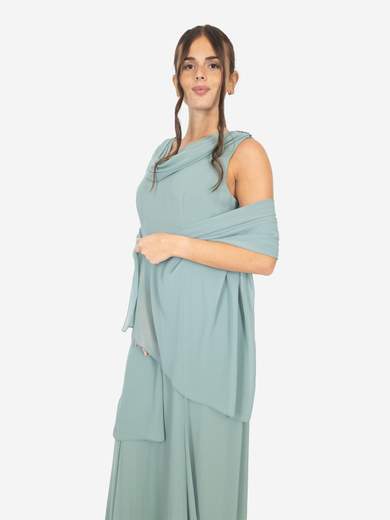 Plus size long formal dress with shawl and V-neck