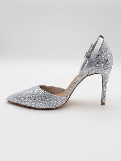 Chiara Foscari Décolleté da cerimonia argento con cristalli, cinturino alla caviglia e tacco 9 cm A71-819-ARGENTO